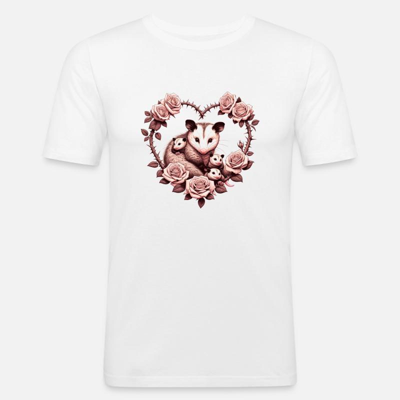 Opossum-Mama - Männer Slim Fit T-Shirt - Weiß
