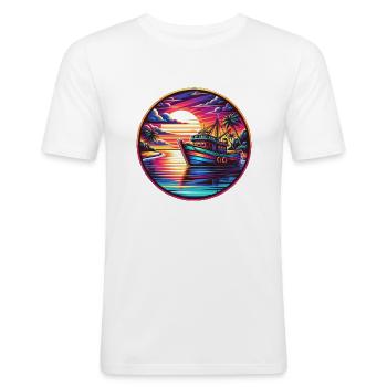 Fischkutter - Männer Slim Fit T-Shirt - Weiß - Vorne - Nik (191cm)