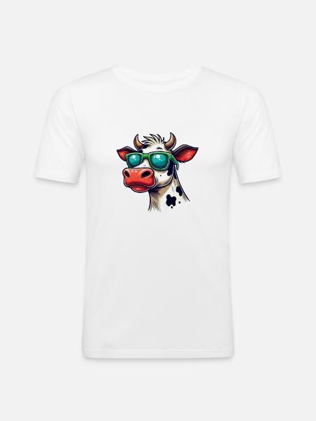 Cow Sunglasses - Men's Slim Fit T-Shirt - white