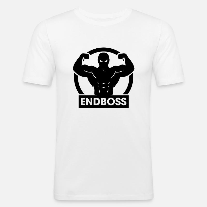 Endboss Bodybuilder - Männer Slim Fit T-Shirt - Weiß