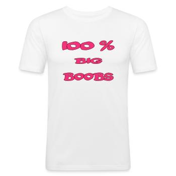 100 % big boobs - T-shirt près du corps Homme - blanc - Devant - Nik (191cm)