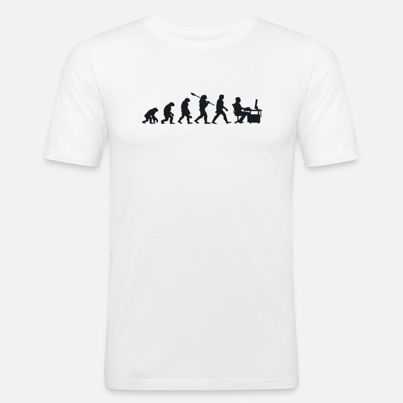 Évolution Darwin pour les Geeks 💻 - T-shirt près du corps Homme - blanc