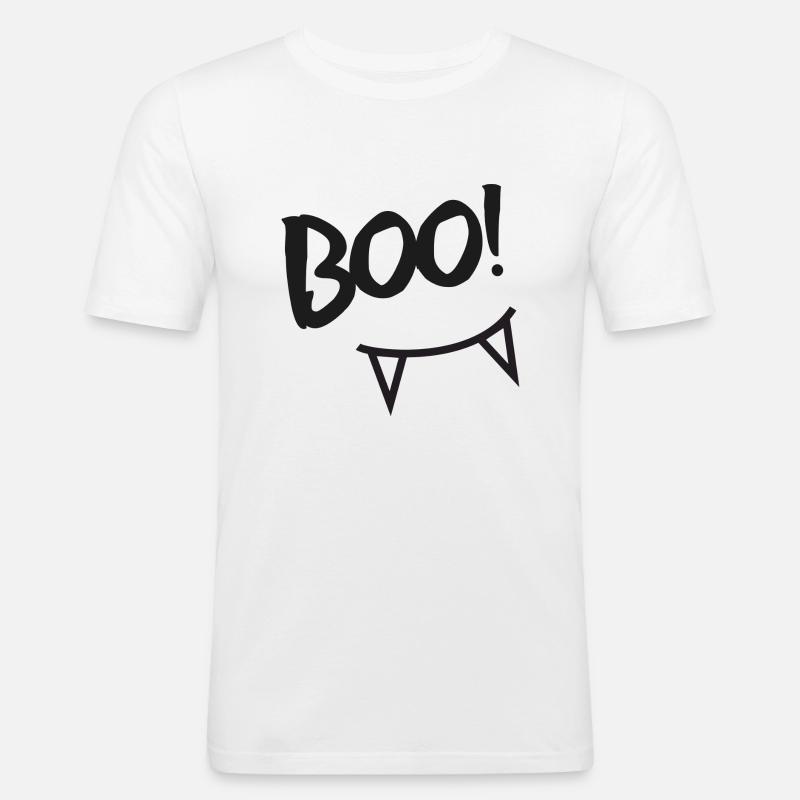Beängstigendes BUH! Halloween-Geschenk - Männer Slim Fit T-Shirt - Weiß