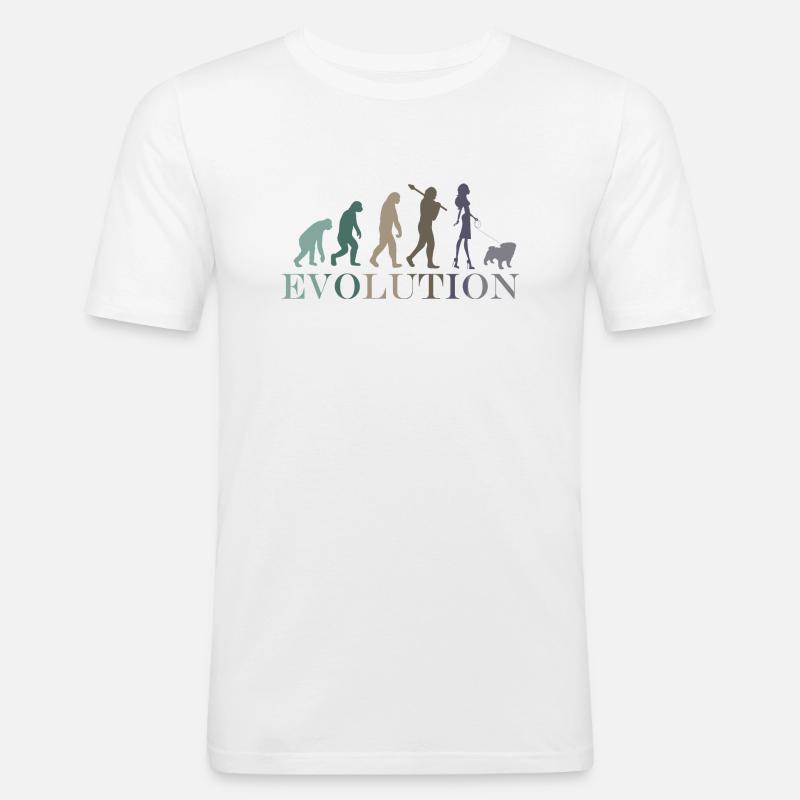 Evolution Mops Weiblich Retro Minimalismus - Männer Slim Fit T-Shirt - Weiß