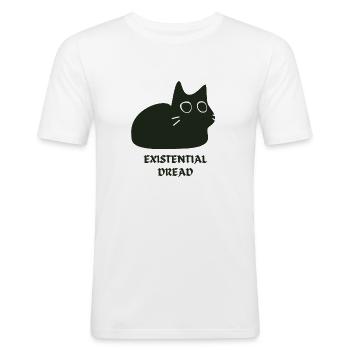 Existential Dread Cat - Men's Slim Fit T-Shirt - white - Front - Nik (191cm)