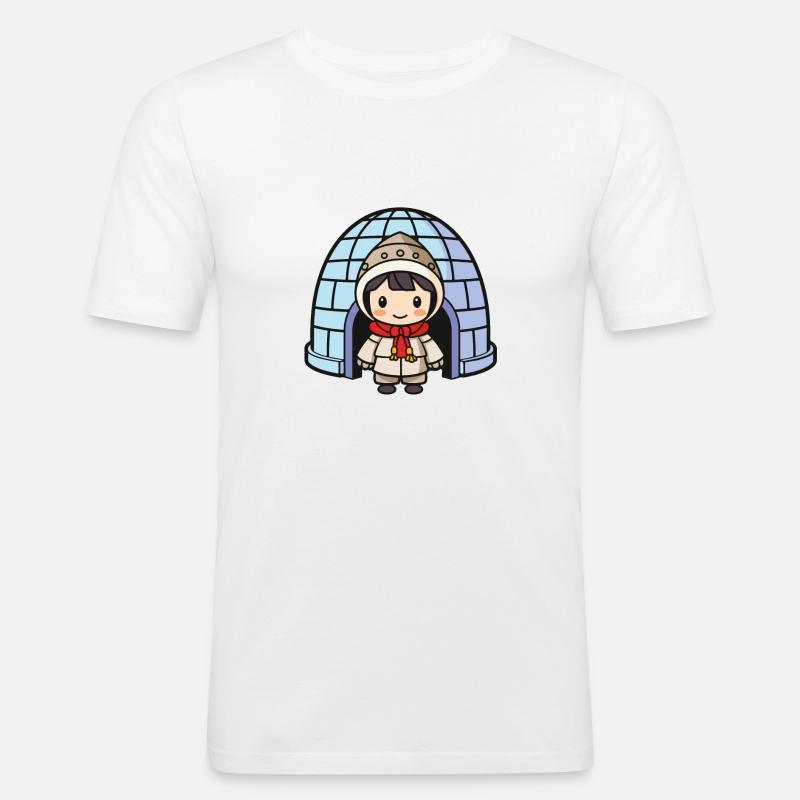 iglu eskimo mädchen - Männer Slim Fit T-Shirt - Weiß