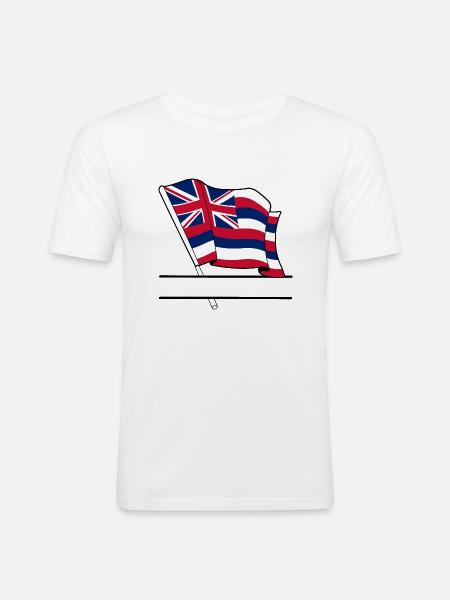 Flag Hawaii text banner - Men's Slim Fit T-Shirt - white
