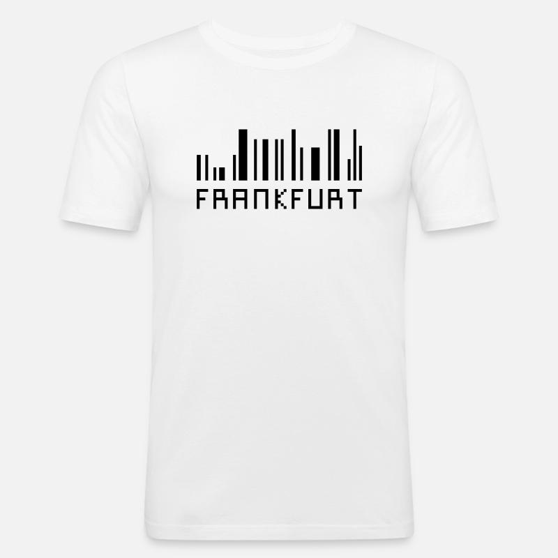 Frankfurt Skyline Barcode - Hessen - Männer Slim Fit T-Shirt - Weiß