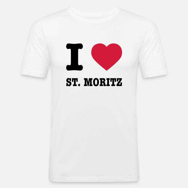 I Love St. Moritz - Männer Slim Fit T-Shirt - Weiß