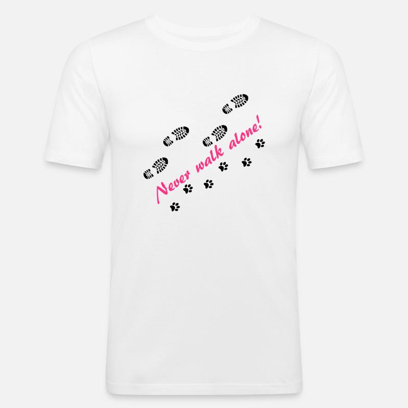Never walk alone - Männer Slim Fit T-Shirt - Weiß