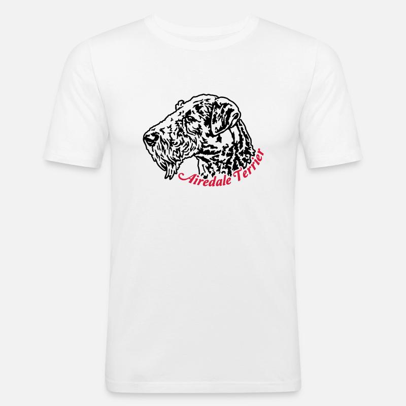 614 Airedale Terrier - Männer Slim Fit T-Shirt - Weiß