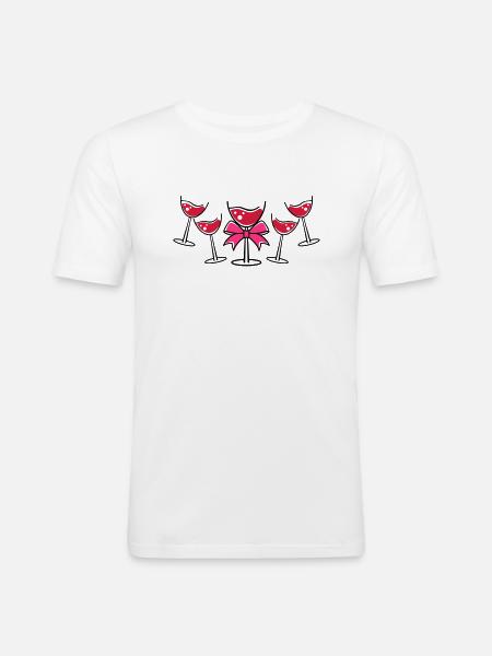 glases wine - Männer Slim Fit T-Shirt - Weiß