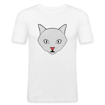 Cat White - Men's Slim Fit T-Shirt - white - Front - Nik (191cm)