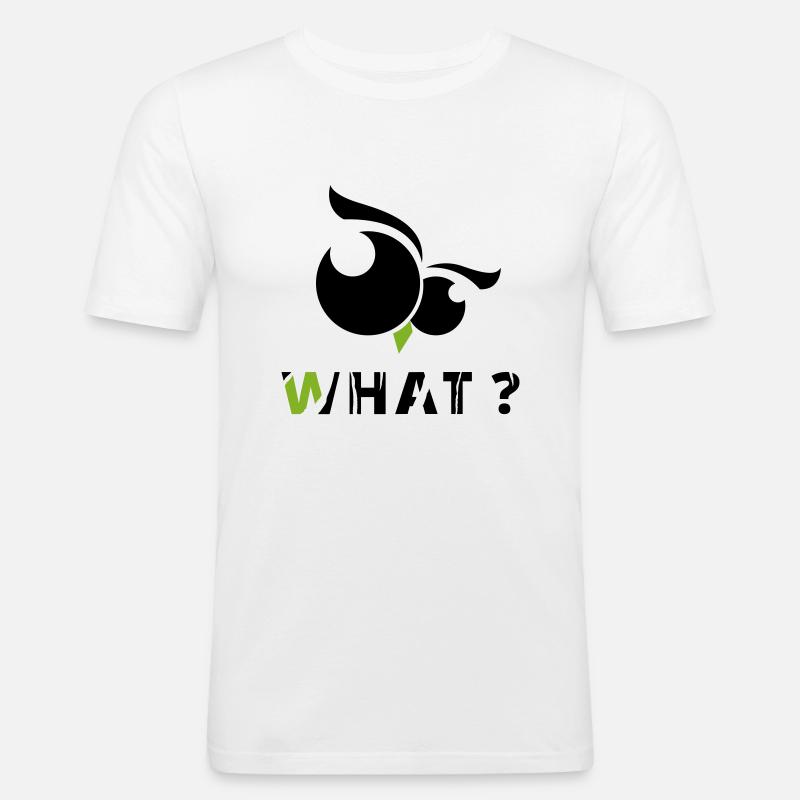 GOWILD Eule What? - Männer Slim Fit T-Shirt - Weiß