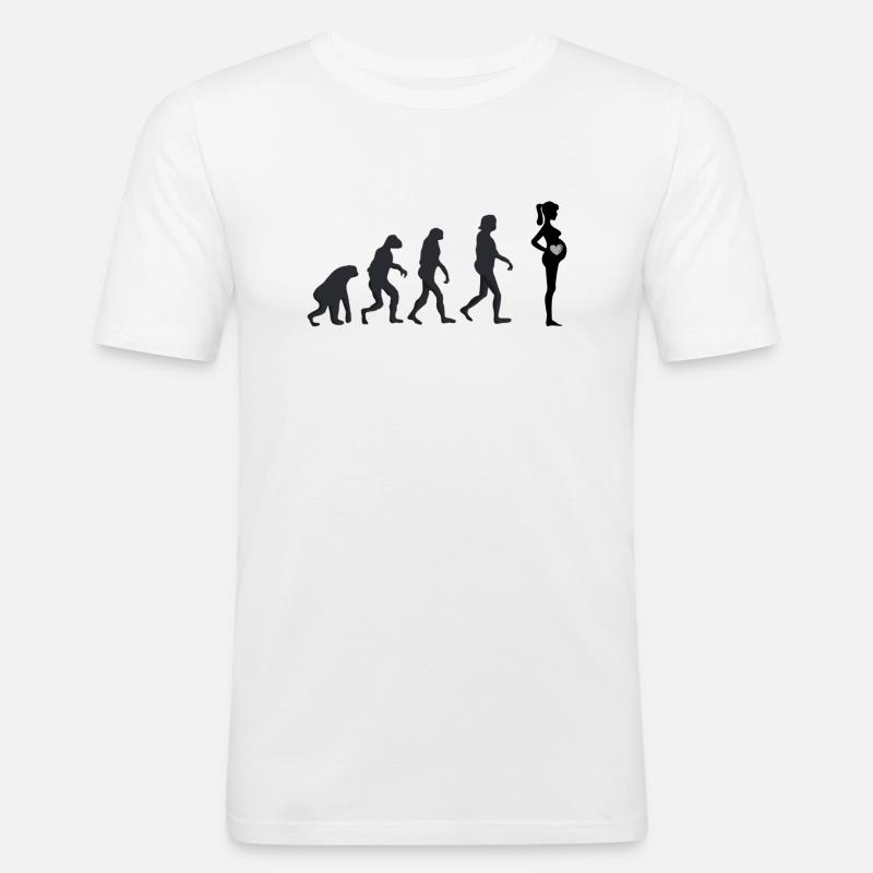 Schwanger - Menschliche Evolution - Männer Slim Fit T-Shirt - Weiß