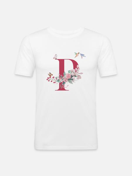 Buchstabe p floral - Geschenkidee - Männer Slim Fit T-Shirt - Weiß
