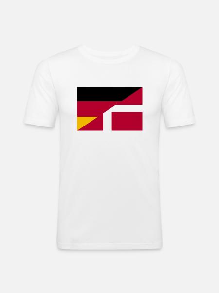 Allemagne Danemark Drapeau - T-shirt près du corps Homme - blanc
