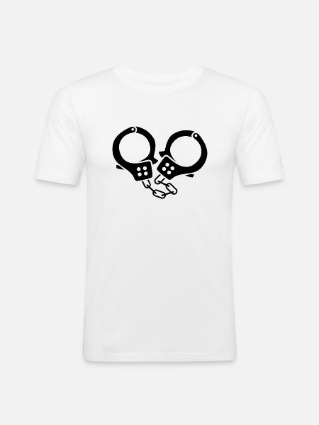 handcuffs - Men's Slim Fit T-Shirt - white