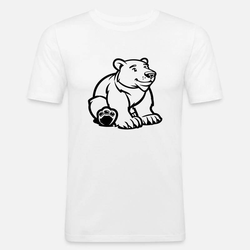 Polar Bear Comic Bear - Men's Slim Fit T-Shirt - white
