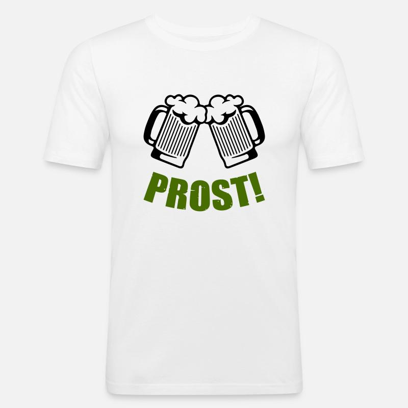 bier prost - Männer Slim Fit T-Shirt - Weiß