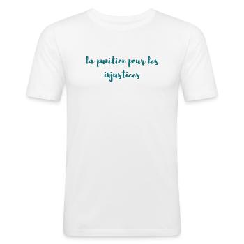 la punition pour les injustices. - T-shirt près du corps Homme - blanc - Devant - Nik (191cm)