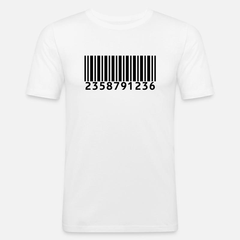 Print EAN Code - Männer Slim Fit T-Shirt - Weiß