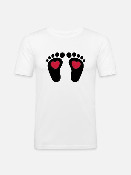 ❤ټCute Baby Footprints-Vector Footprintsټ❤ - Men's Slim Fit T-Shirt - white