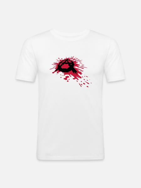 Blood spatter anarchy symbol - Men's Slim Fit T-Shirt - white
