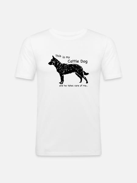 Cattle Dog Aufpasser - Männer Slim Fit T-Shirt - Weiß