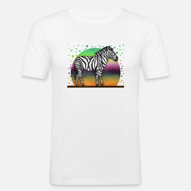 Zebra - Männer Slim Fit T-Shirt - Weiß
