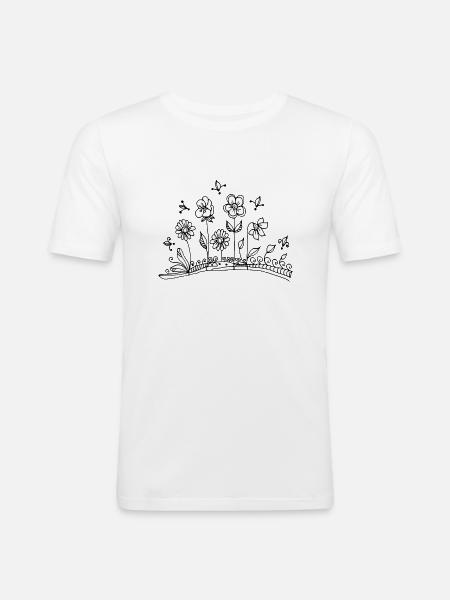 Fleur - T-shirt près du corps Homme - blanc