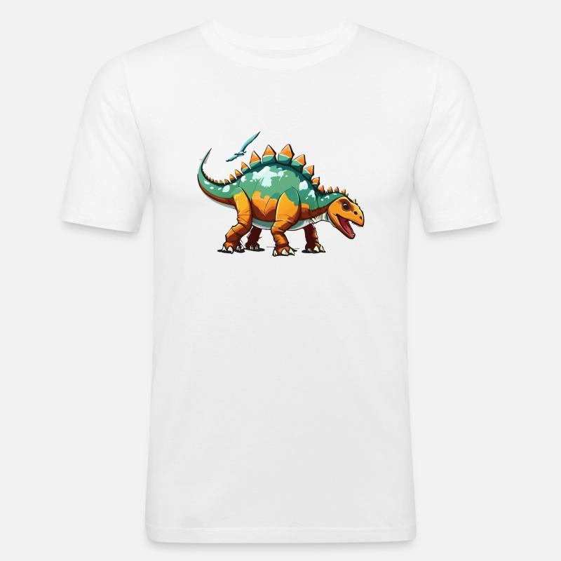 Friendly Stegosaurus - Men's Slim Fit T-Shirt - white