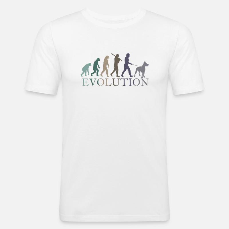 Die Evolution der Deutschen Dogge - Männer Slim Fit T-Shirt - Weiß