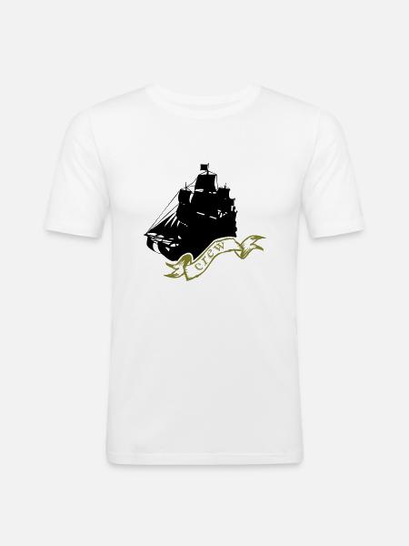 piratenschiff - Männer Slim Fit T-Shirt - Weiß