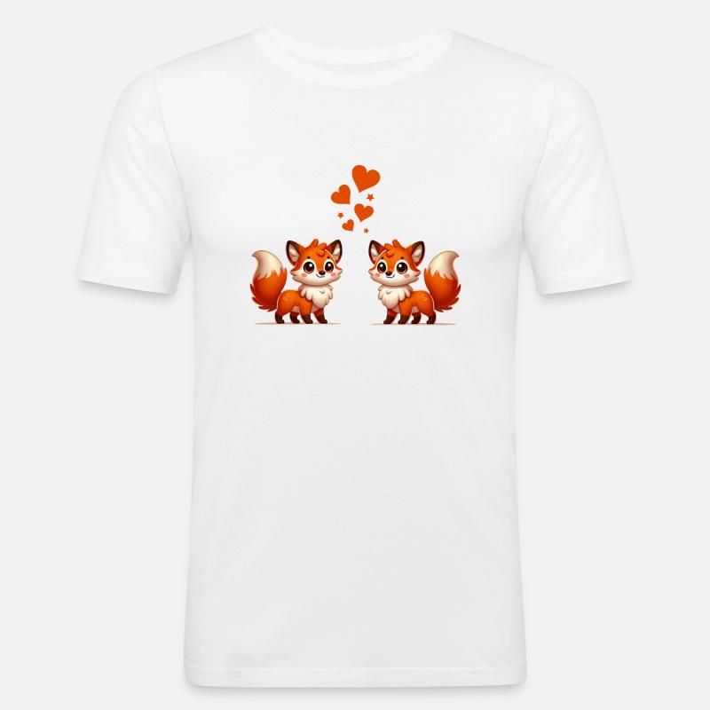 fuchs comic love - Männer Slim Fit T-Shirt - Weiß
