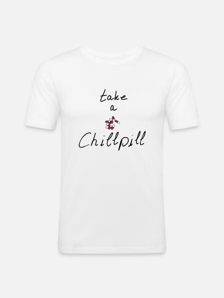 take a chillpill - Men's Slim Fit T-Shirt - white
