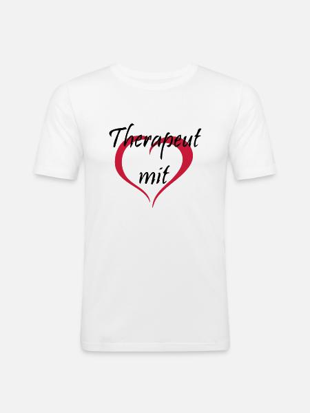 Therapeut mit Herz - Männer Slim Fit T-Shirt - Weiß