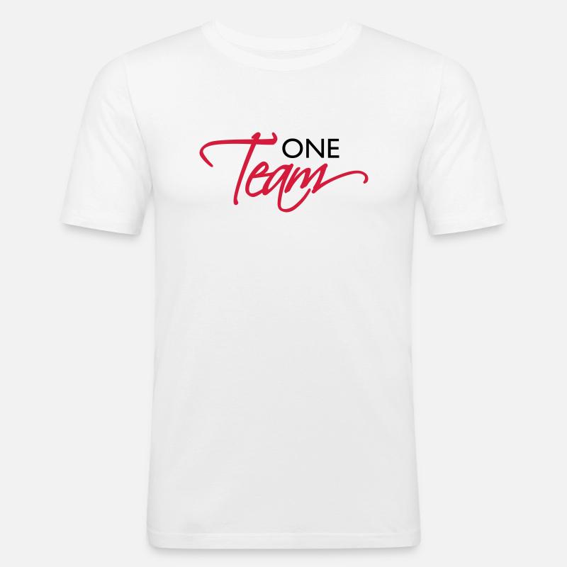 One Team Crew - Männer Slim Fit T-Shirt - Weiß