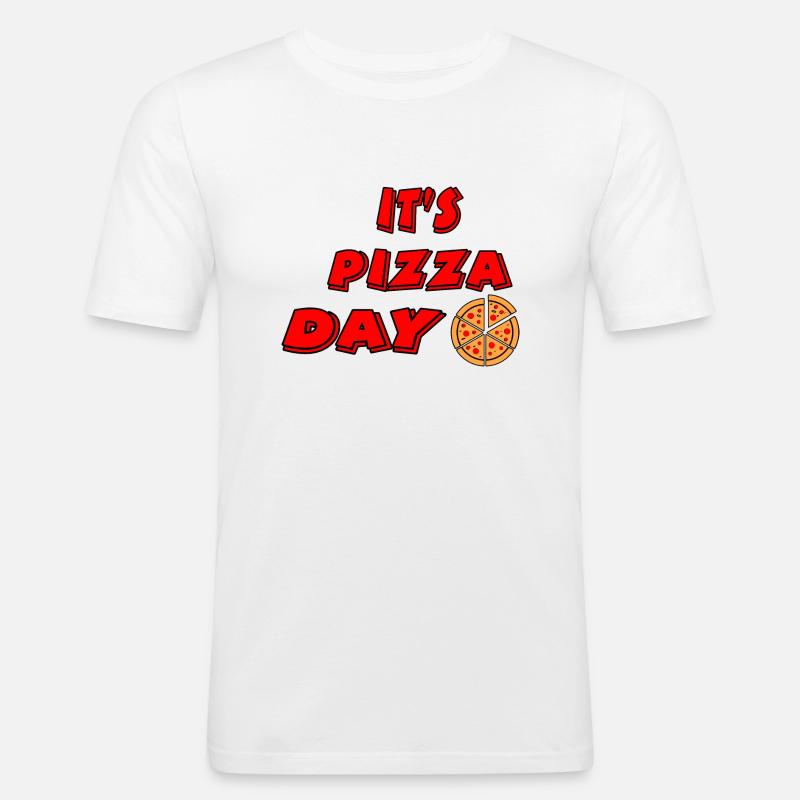 Pizza - Männer Slim Fit T-Shirt - Weiß