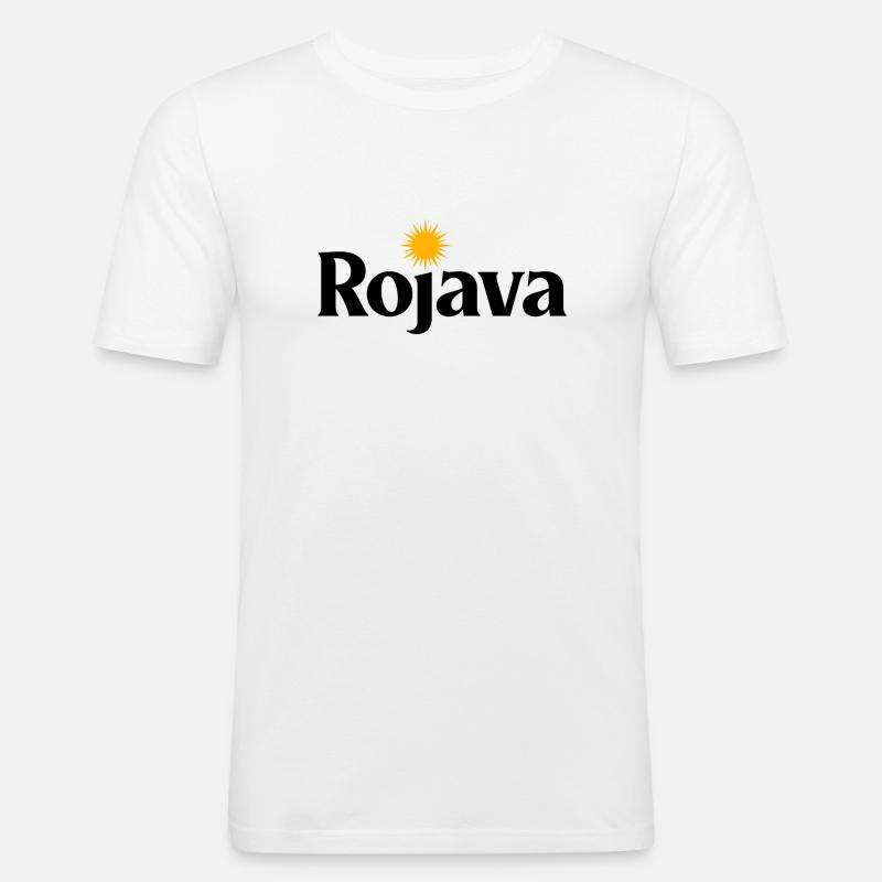 Soleil kurde du Rojava - T-shirt près du corps Homme - blanc