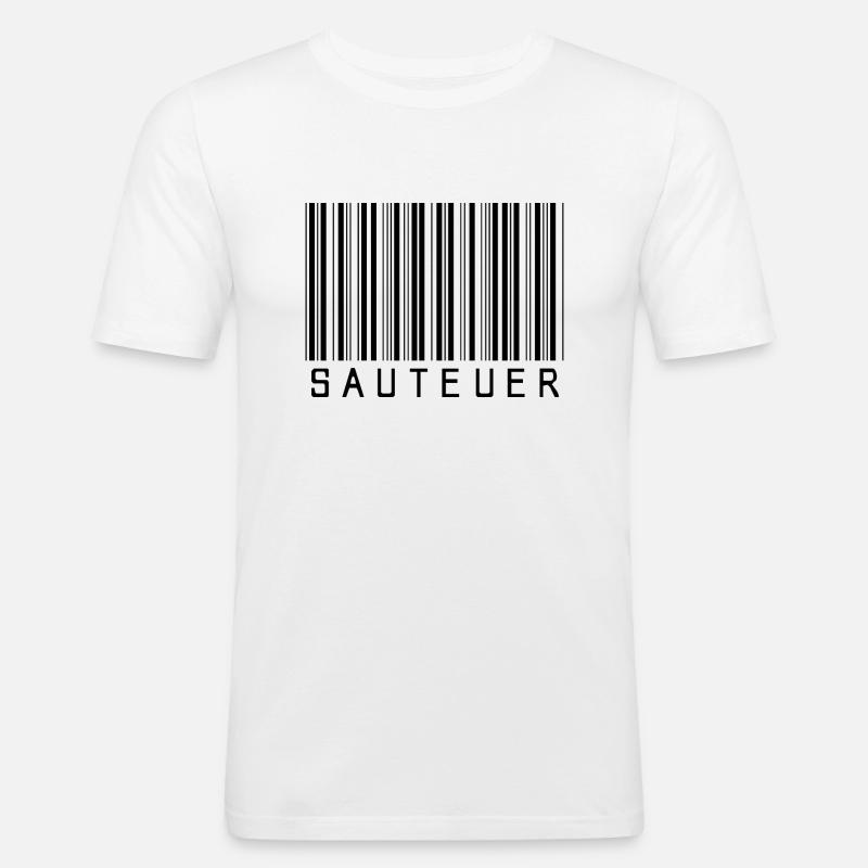 Strichcode "SAUTEUER" black/schwarz - Männer Slim Fit T-Shirt - Weiß