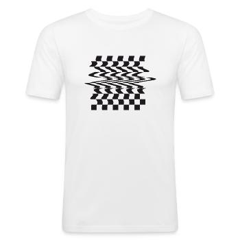 glitched chessboard - Men's Slim Fit T-Shirt - white - Front - Nik (191cm)