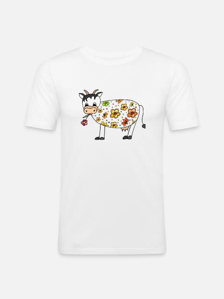 Vache - T-shirt près du corps Homme - blanc