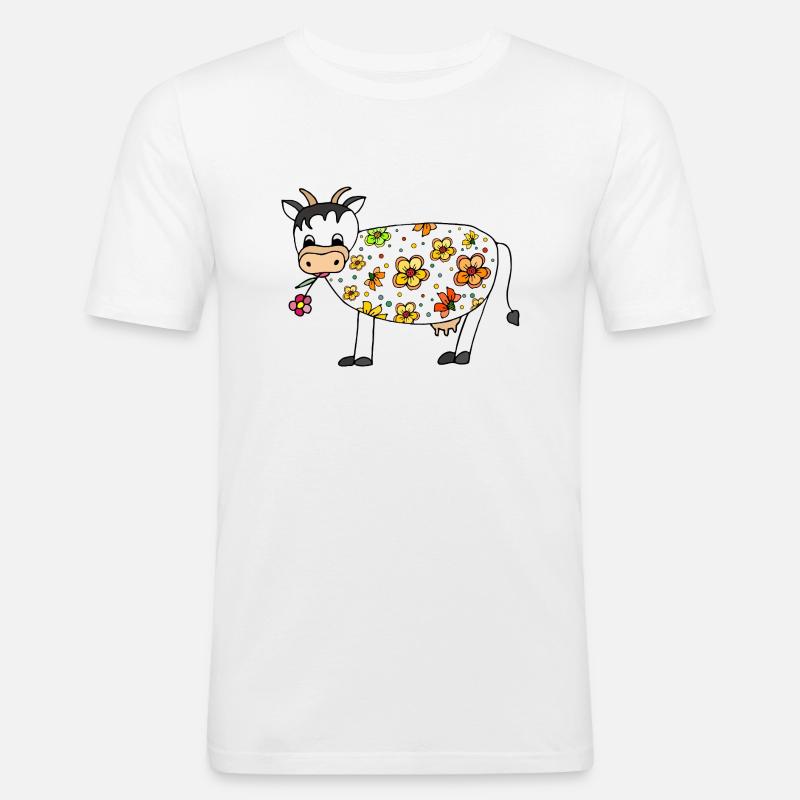 Kuh - Männer Slim Fit T-Shirt - Weiß