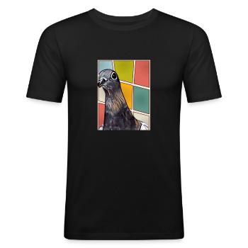 Gustav city dove cute dove - Men's Slim Fit T-Shirt - black - Front - Nik (191cm)
