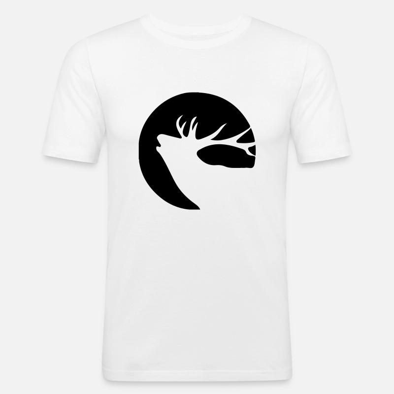 Röhrender Hirsch Silhouette - Männer Slim Fit T-Shirt - Weiß