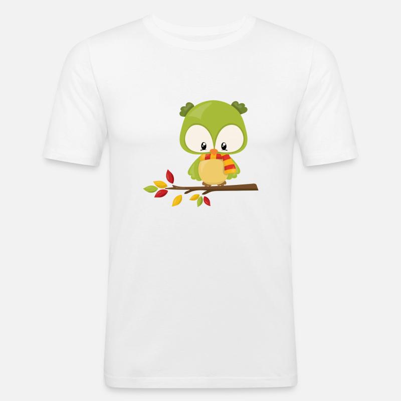 Eule - Männer Slim Fit T-Shirt - Weiß