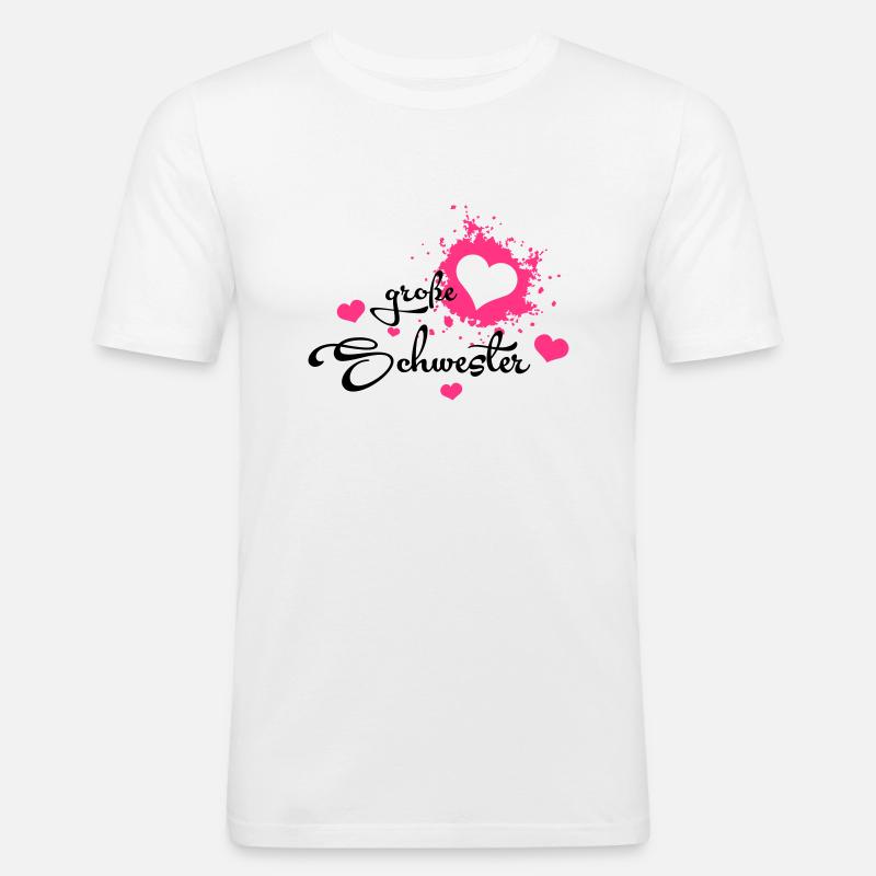 Große Schwester - Herzchen - Männer Slim Fit T-Shirt - Weiß