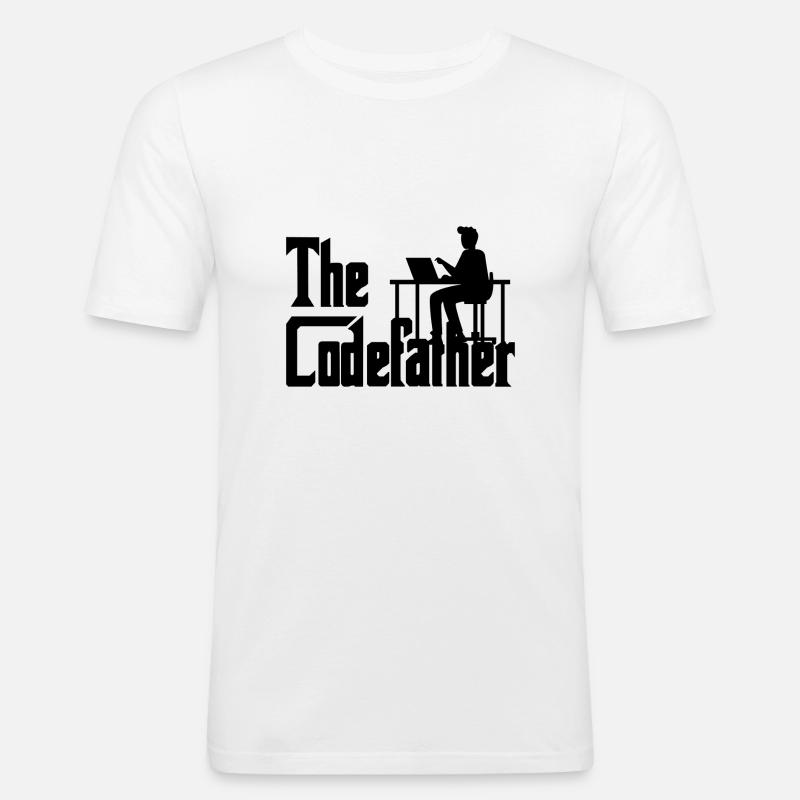 The Codefather Coding Programier Cadeau - T-shirt près du corps Homme - blanc