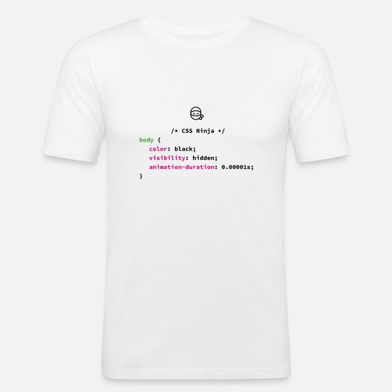CSS Ninja - Männer Slim Fit T-Shirt - Weiß